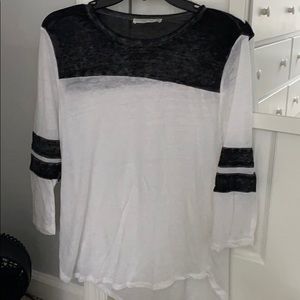 white and charcoal grey 3/4 length shirt